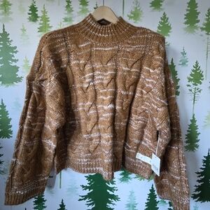 a.n.a Mock Neck Cable Knit Pullover Sweater